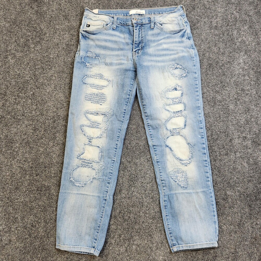 KanCan Skinny Jeans Womens 29x28 Light Wash Blue Mid Rise Distressed Denim